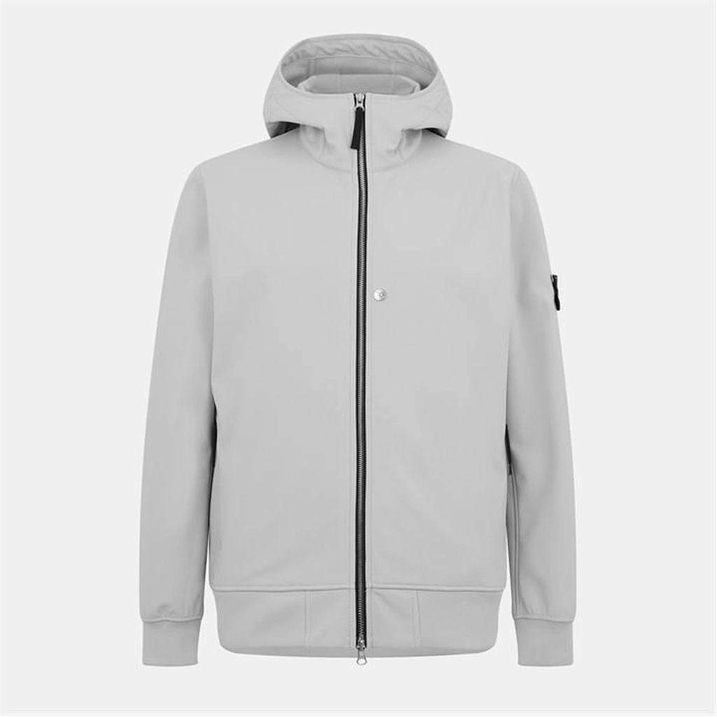 Stone Island Soft Shell Hooded Jacket - Grey